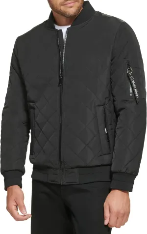 Calvin Klein Men's Quilted Zipper Detail Flight Jacket