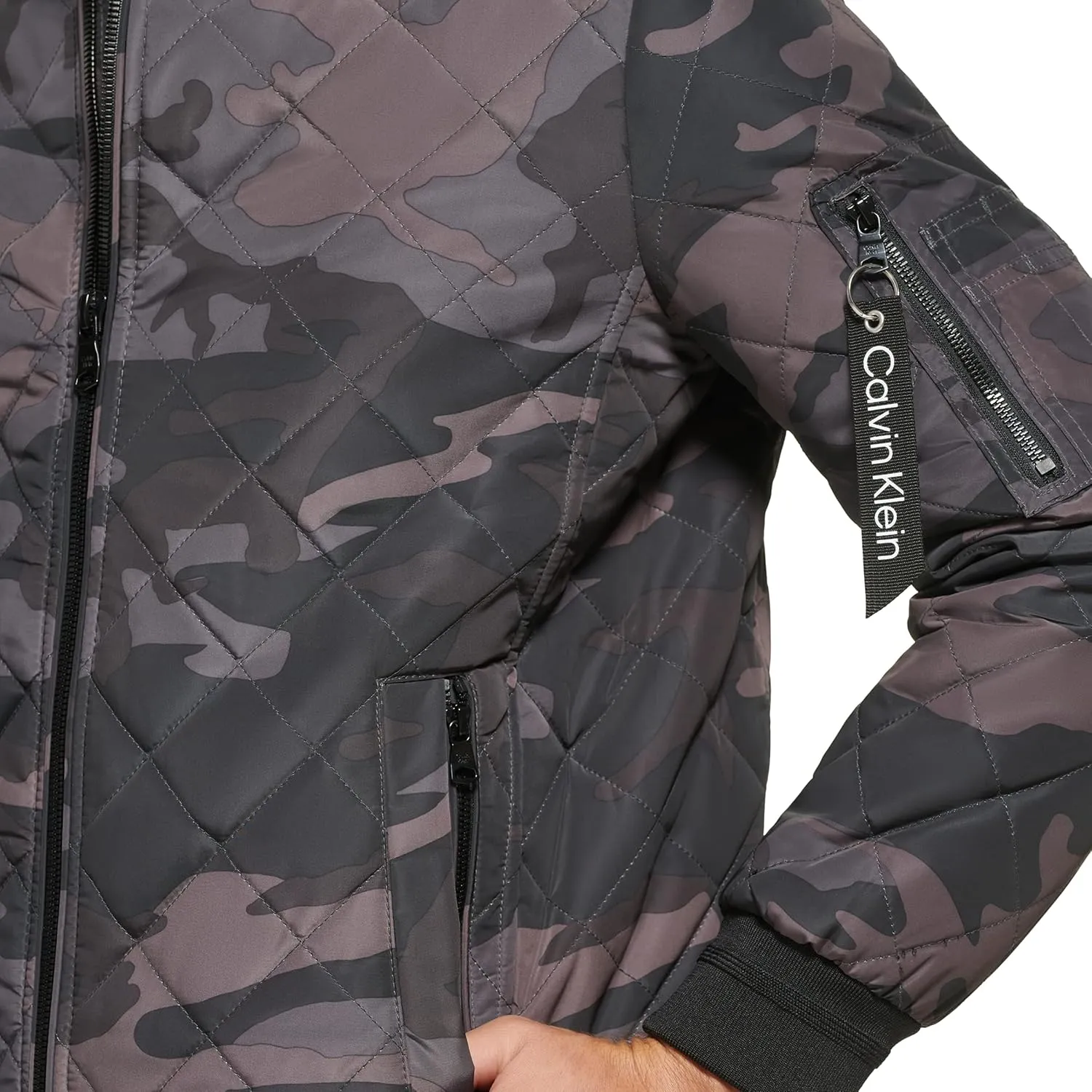 Calvin Klein Men's Quilted Zipper Detail Flight Jacket