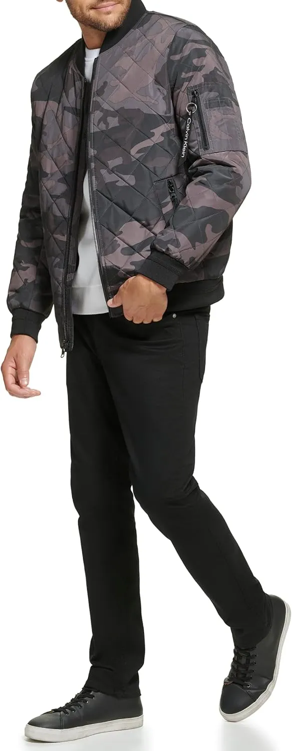 Calvin Klein Men's Quilted Zipper Detail Flight Jacket