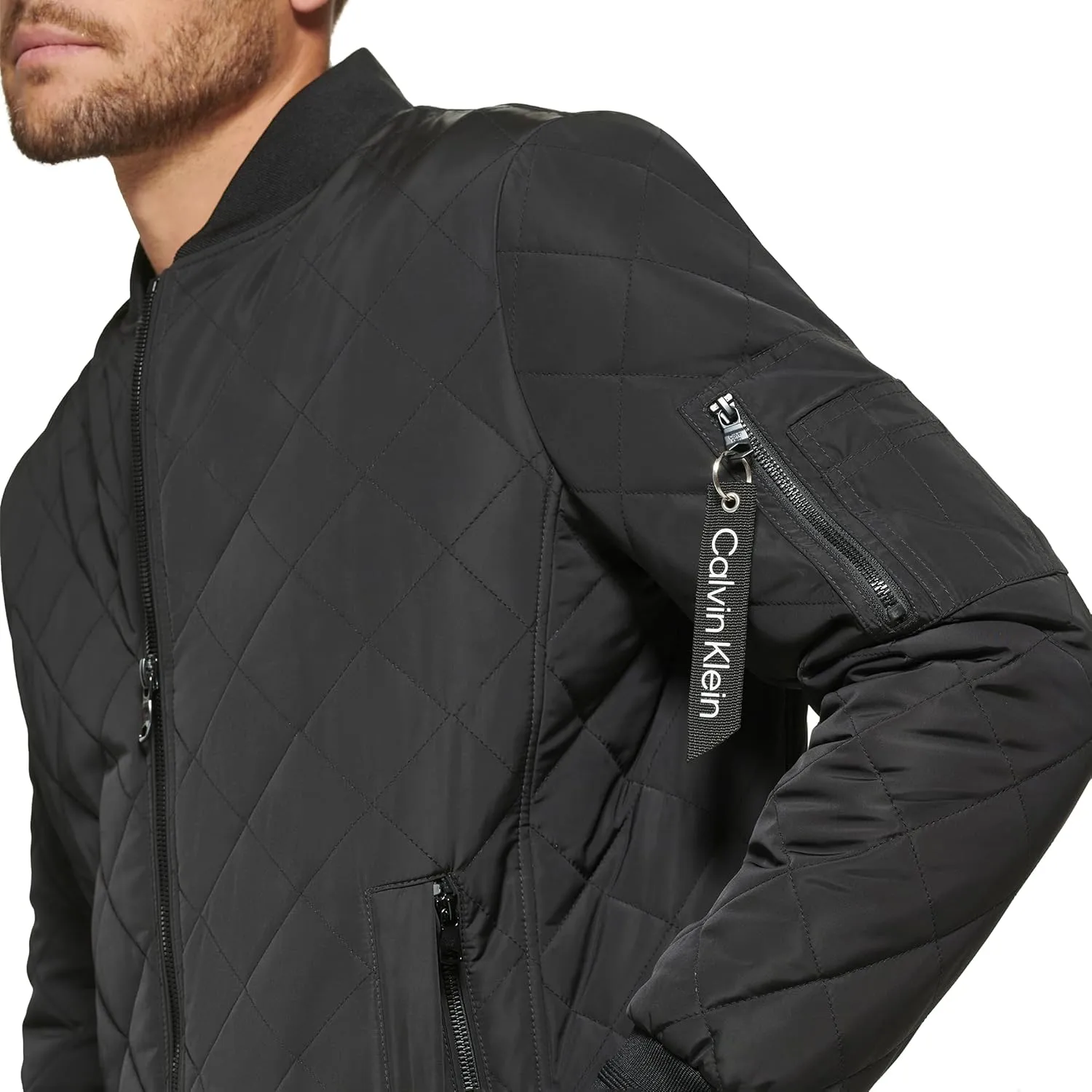 Calvin Klein Men's Quilted Zipper Detail Flight Jacket
