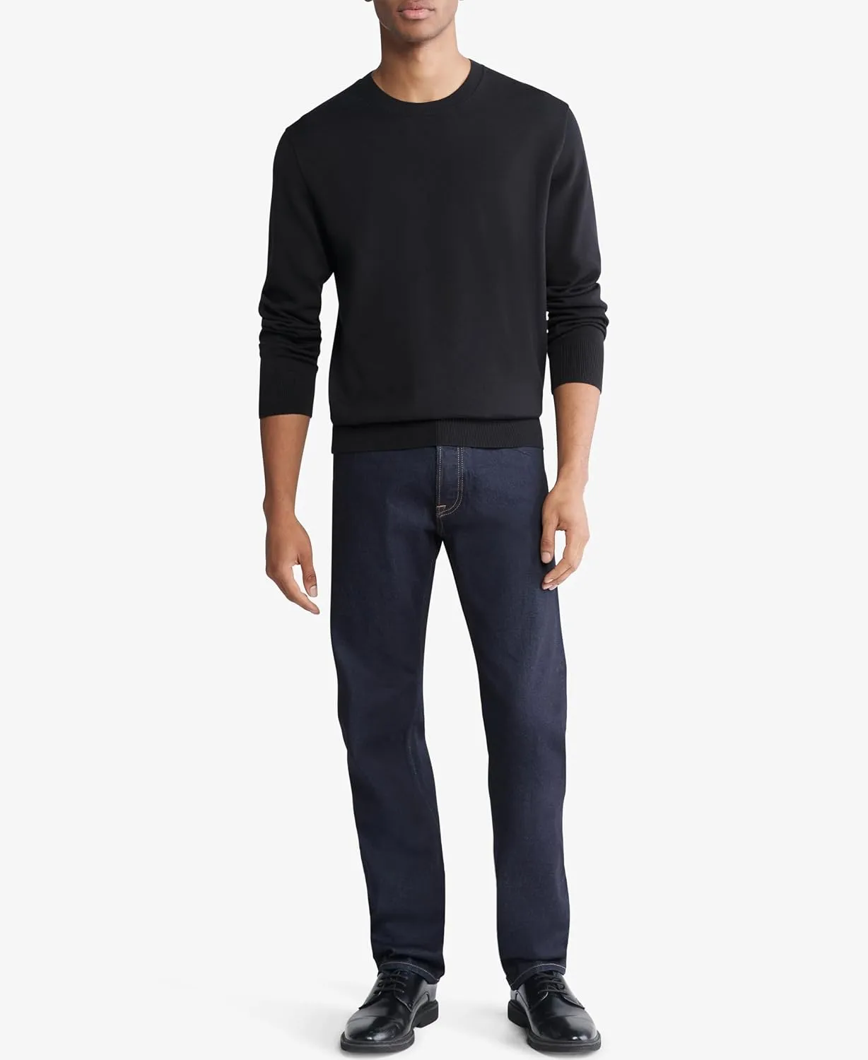 Calvin Klein Men's Supima Cotton Solid Monogram Logo Sweater