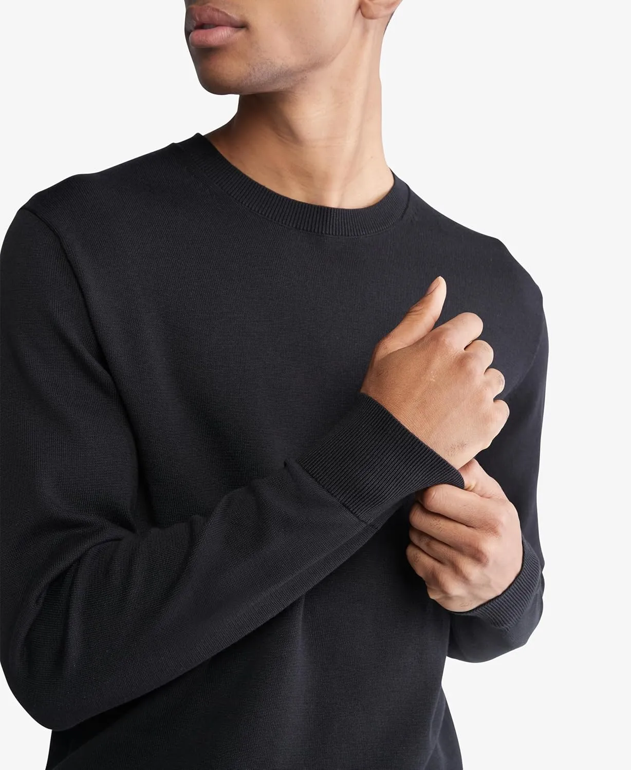 Calvin Klein Men's Supima Cotton Solid Monogram Logo Sweater
