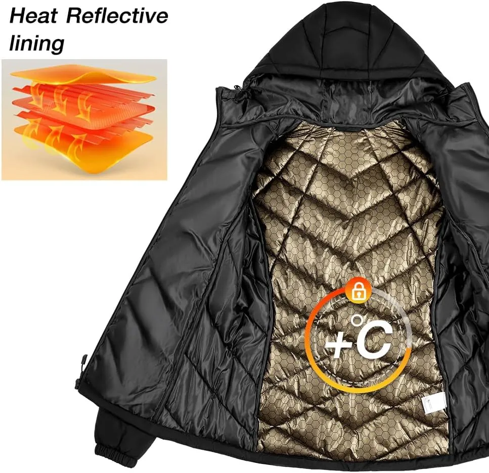 CAMEL CROWN Women's Hooded Puffer Jacket with Heat Reflective Lining Lightweight Winter Coat Warm Jacket
