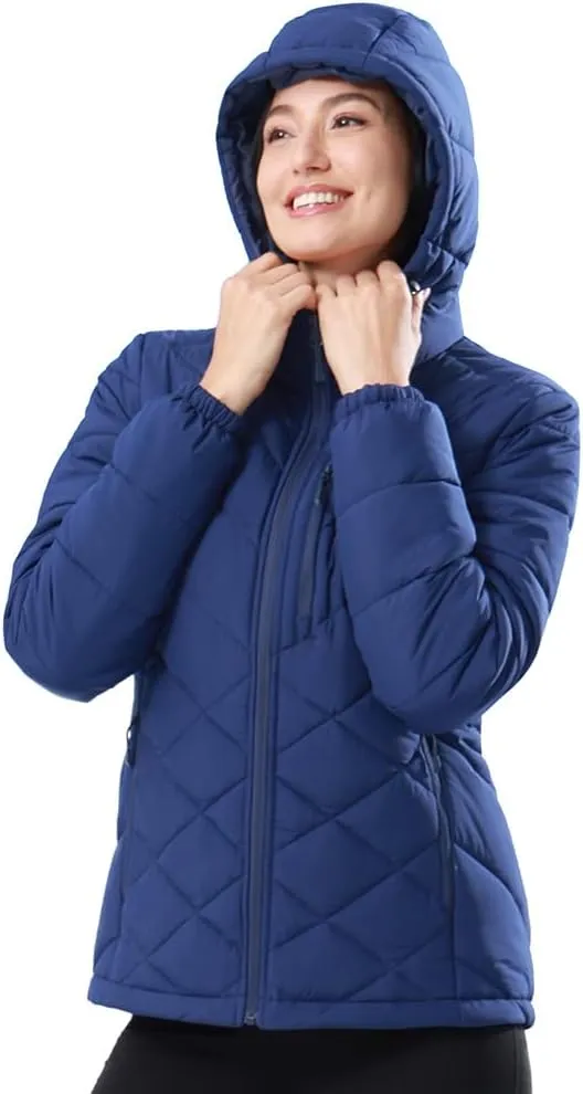 CAMEL CROWN Women's Hooded Puffer Jacket with Heat Reflective Lining Lightweight Winter Coat Warm Jacket