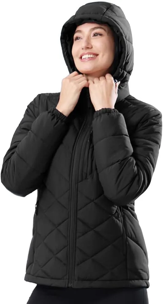 CAMEL CROWN Women's Hooded Puffer Jacket with Heat Reflective Lining Lightweight Winter Coat Warm Jacket