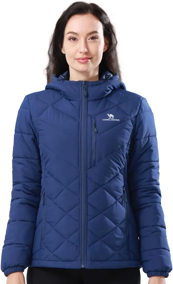 CAMEL CROWN Women's Hooded Puffer Jacket with Heat Reflective Lining Lightweight Winter Coat Warm Jacket