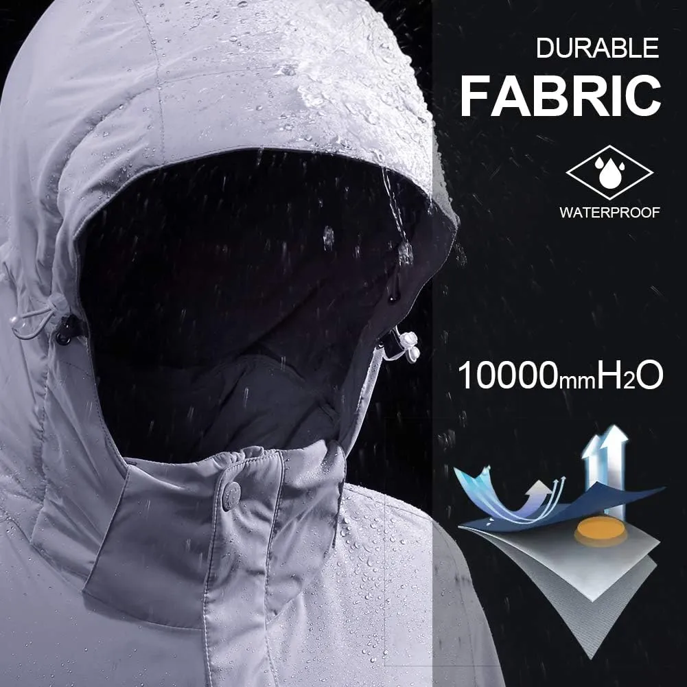 CAMEL CROWN Womens Mountain Snow Waterproof Ski Jacket Detachable Hood Windproof Fleece Parka Rain Jackt Winter Coat