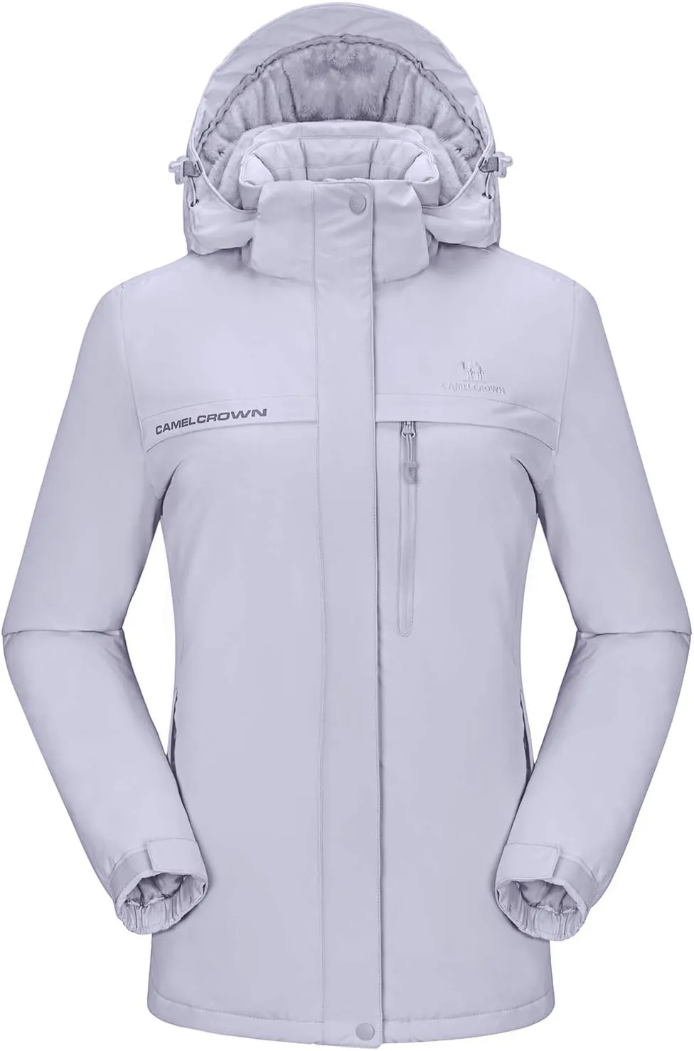 CAMEL CROWN Womens Mountain Snow Waterproof Ski Jacket Detachable Hood Windproof Fleece Parka Rain Jackt Winter Coat
