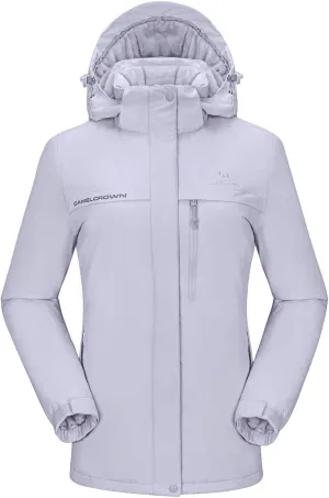CAMEL CROWN Womens Mountain Snow Waterproof Ski Jacket Detachable Hood Windproof Fleece Parka Rain Jackt Winter Coat