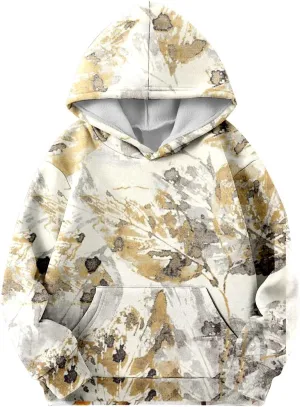 Camo Hoodies for Teen Girls Cute Sweatshirt Maple Leaf Print Oversized Fleece Sweatshirts Pullover Tops with Pocket