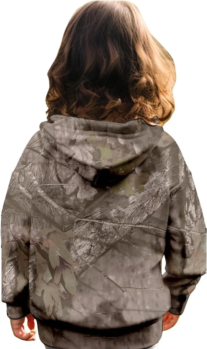 Camo Hoodies for Teen Girls Cute Sweatshirt Maple Leaf Print Oversized Fleece Sweatshirts Pullover Tops with Pocket