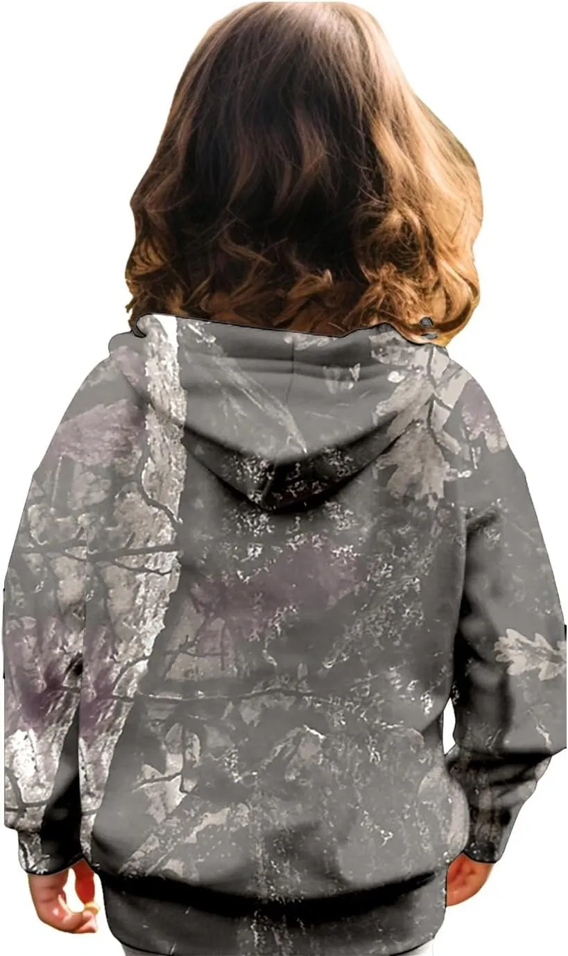 Camo Hoodies for Teen Girls Cute Sweatshirt Maple Leaf Print Oversized Fleece Sweatshirts Pullover Tops with Pocket