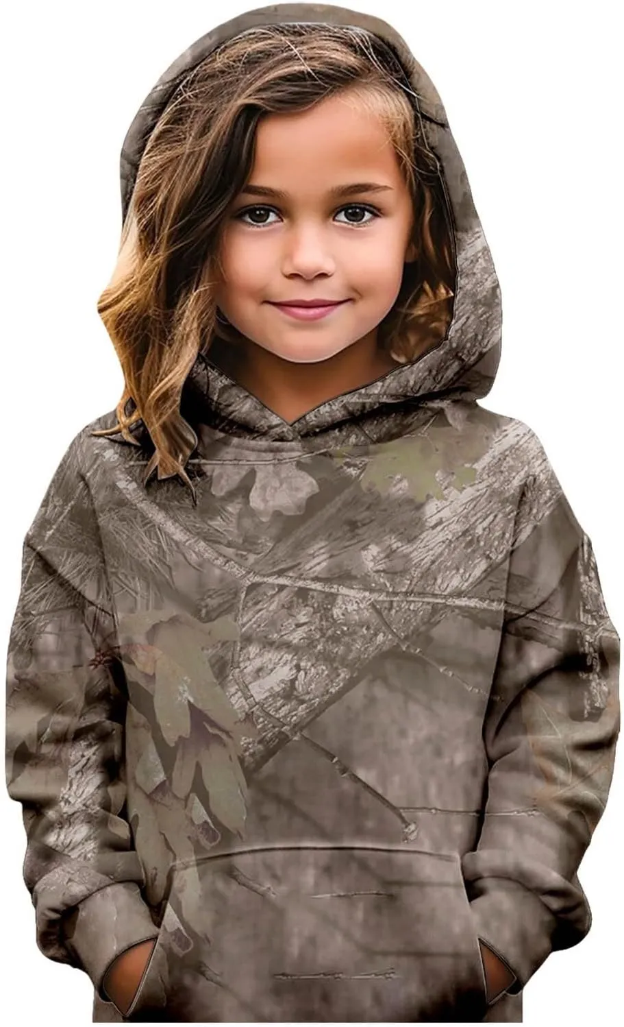 Camo Hoodies for Teen Girls Cute Sweatshirt Maple Leaf Print Oversized Fleece Sweatshirts Pullover Tops with Pocket