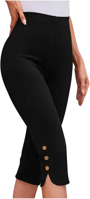Capri Pants for Women Casual Summer Cropped Pants Plus Size Elastic Waist Capris Comfy Workout Loose Yoga Pants