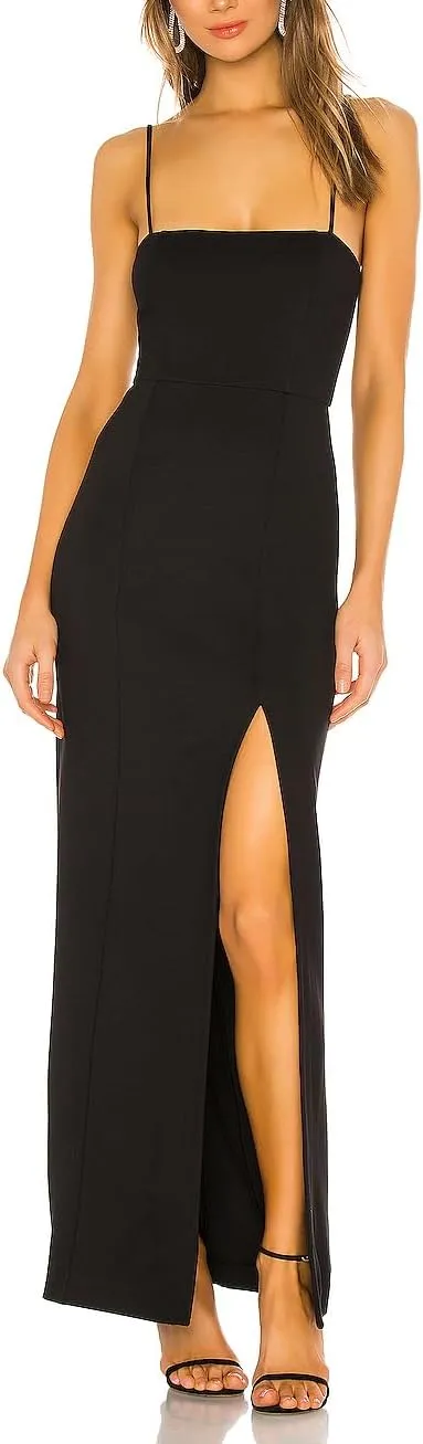 Capuffy Women's Spaghetti Straps Bodycon Maxi Dress Sexy Backless Thigh-High Slit Cocktail Party Dress 291