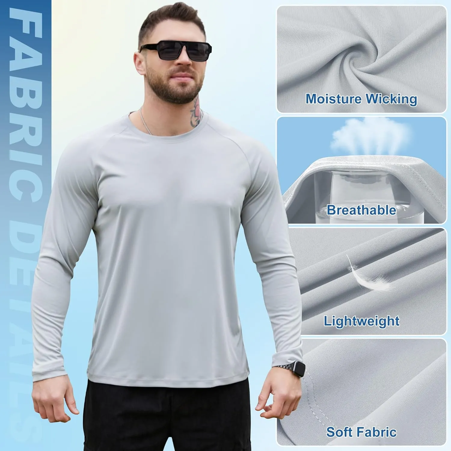 CE' CERDR Long Sleeve Shirts for Men - Quick Dry Moisture Wicking Sun Protection for Fishing Workout Casual