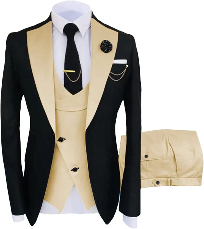 Champagne Shawl Lapel Three Pieces Prom Slim Fit Custom Made Tuxedo