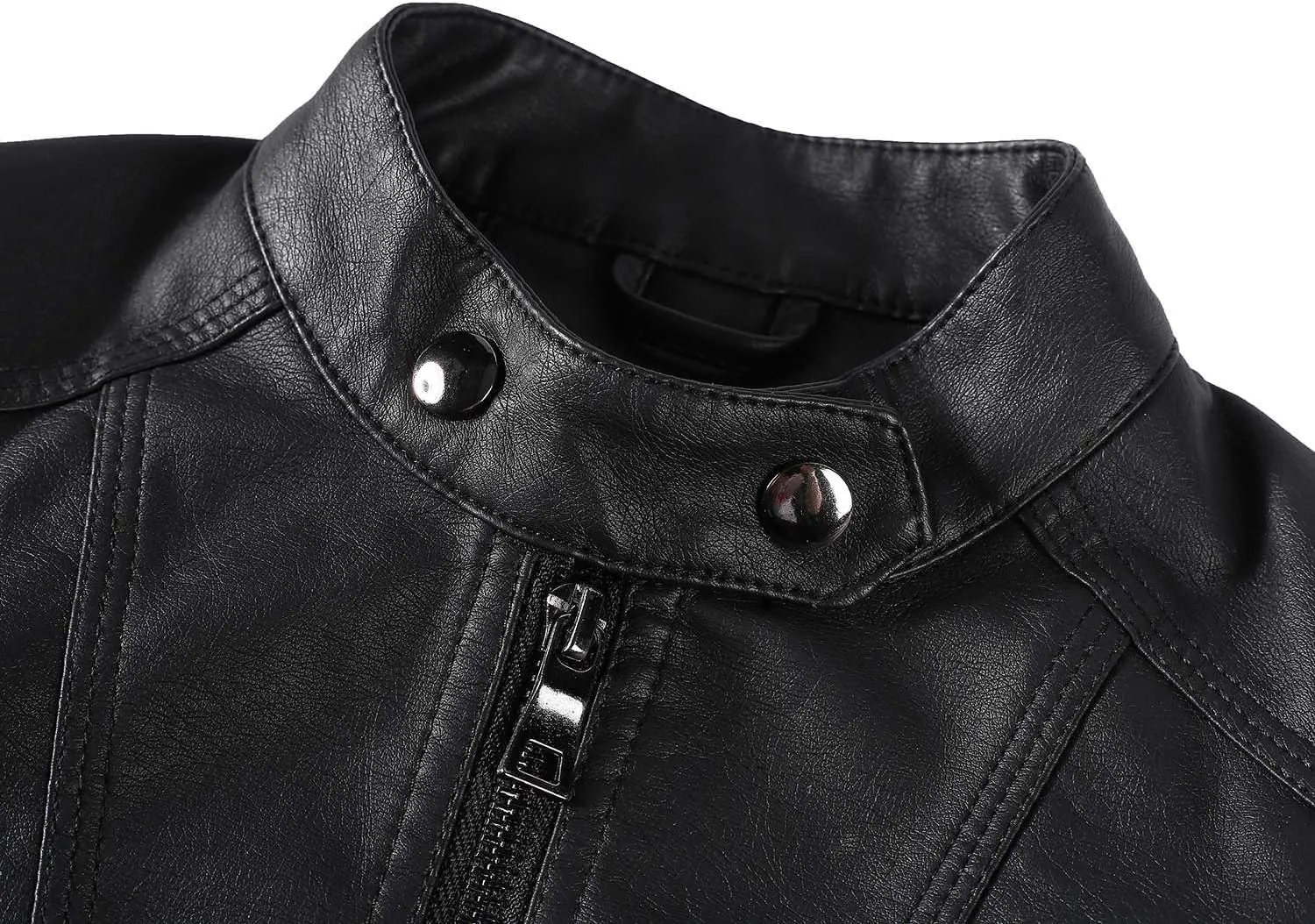 Children Leather Jacket Kids Motorcycle Biker Jacket Stand Collar Zipper Faux Leather Coat