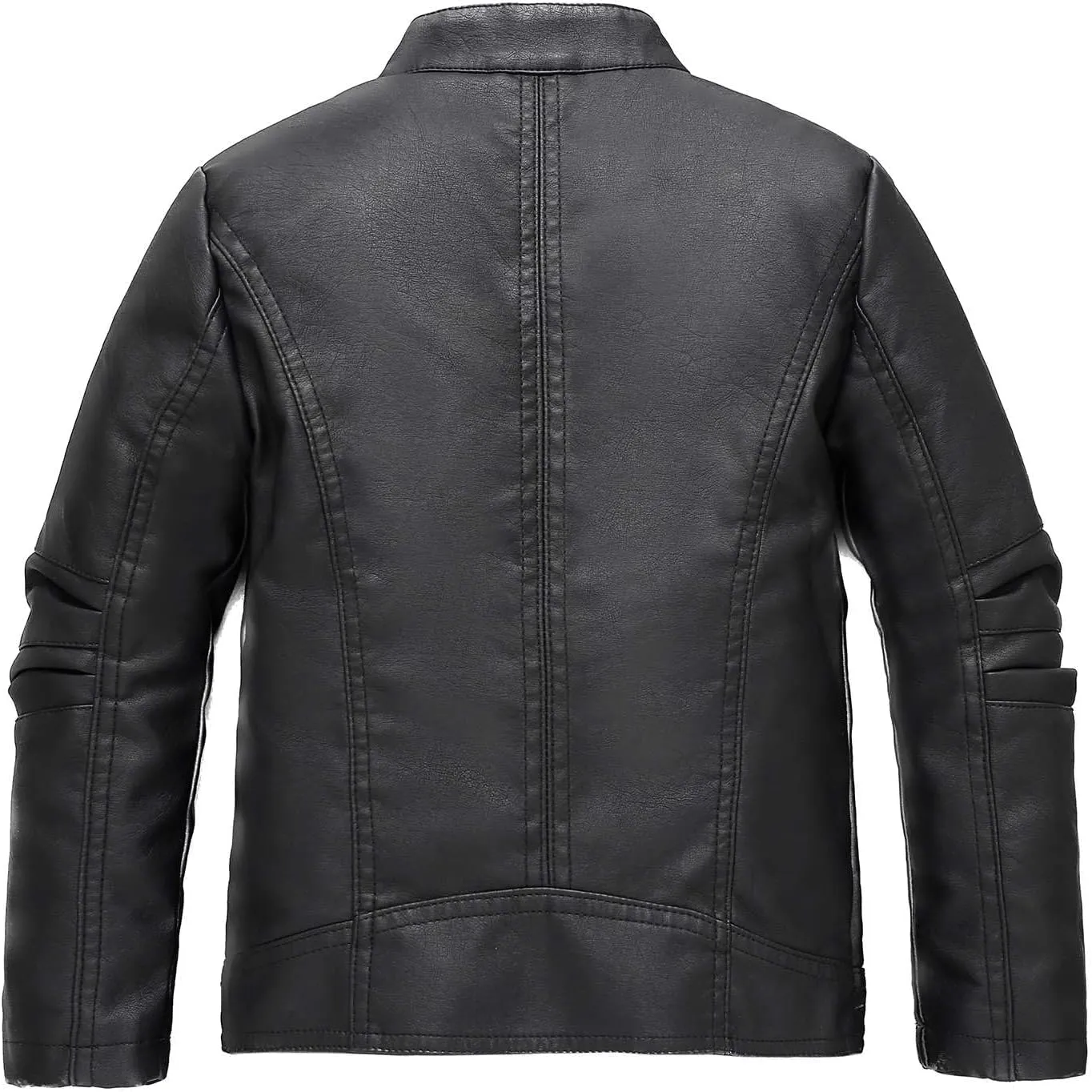 Children Leather Jacket Kids Motorcycle Biker Jacket Stand Collar Zipper Faux Leather Coat