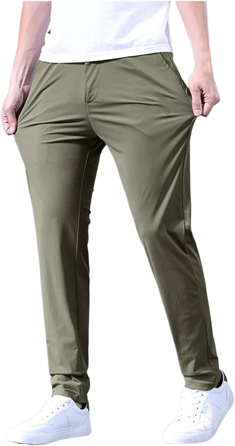 Chino Pants for MenMens Sweatpants with Pockets Elastic Waist Lightweight Loose Fit Joggers Drawstring Casual Atheltic Pants