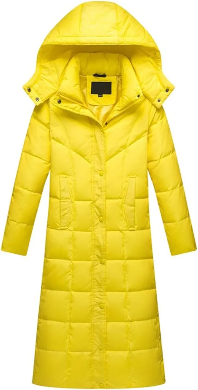 chouyatou Women's Winter Over Knee Removable Hooded Maxi Long Puffer Down Coat