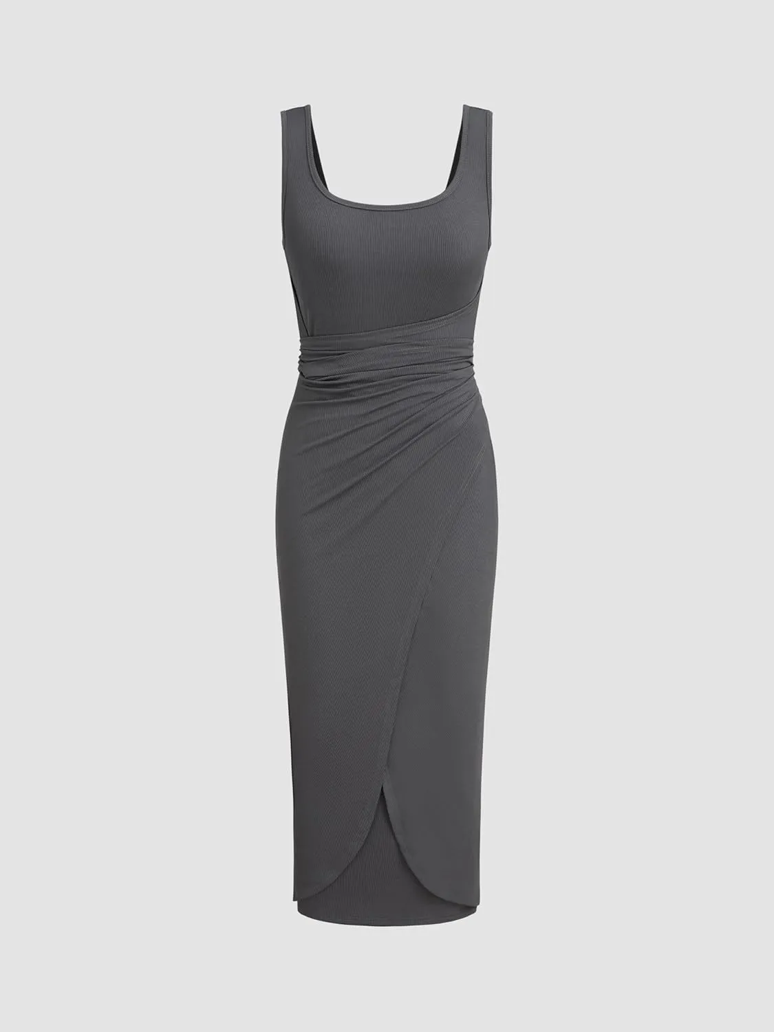 CIDER Women's Bodycon Dress Square Neck Twist Knotted Ruched Sleeveless Maxi Tank Elegant Long Summer Dresses 2025