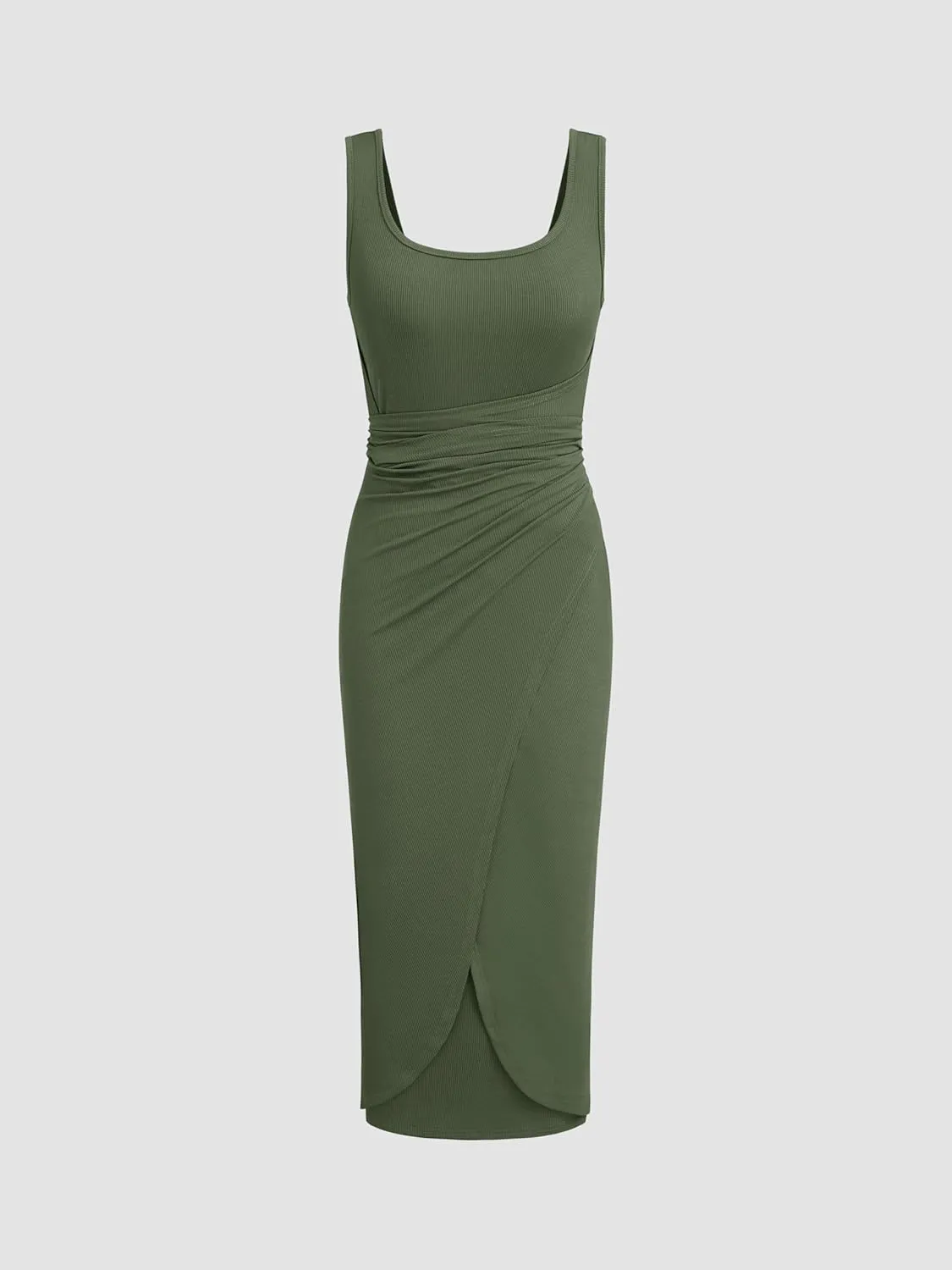 CIDER Women's Bodycon Dress Square Neck Twist Knotted Ruched Sleeveless Maxi Tank Elegant Long Summer Dresses 2025