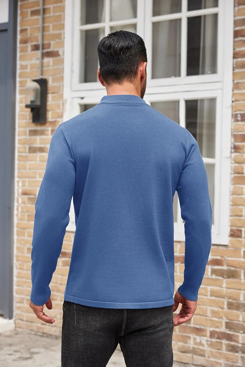 COOFANDY Men's Mock Turtleneck Long Sleeve T Shirts Basic Casual Knitted Half Neck Thermal Lightweight Pullover Sweater
