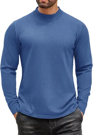 COOFANDY Men's Mock Turtleneck Long Sleeve T Shirts Basic Casual Knitted Half Neck Thermal Lightweight Pullover Sweater
