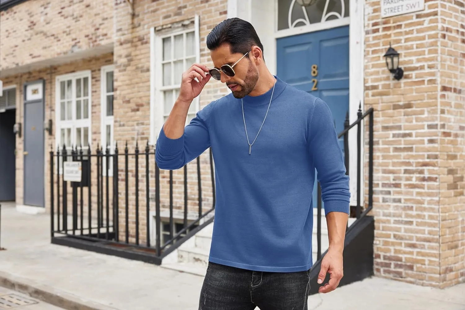COOFANDY Men's Mock Turtleneck Long Sleeve T Shirts Basic Casual Knitted Half Neck Thermal Lightweight Pullover Sweater
