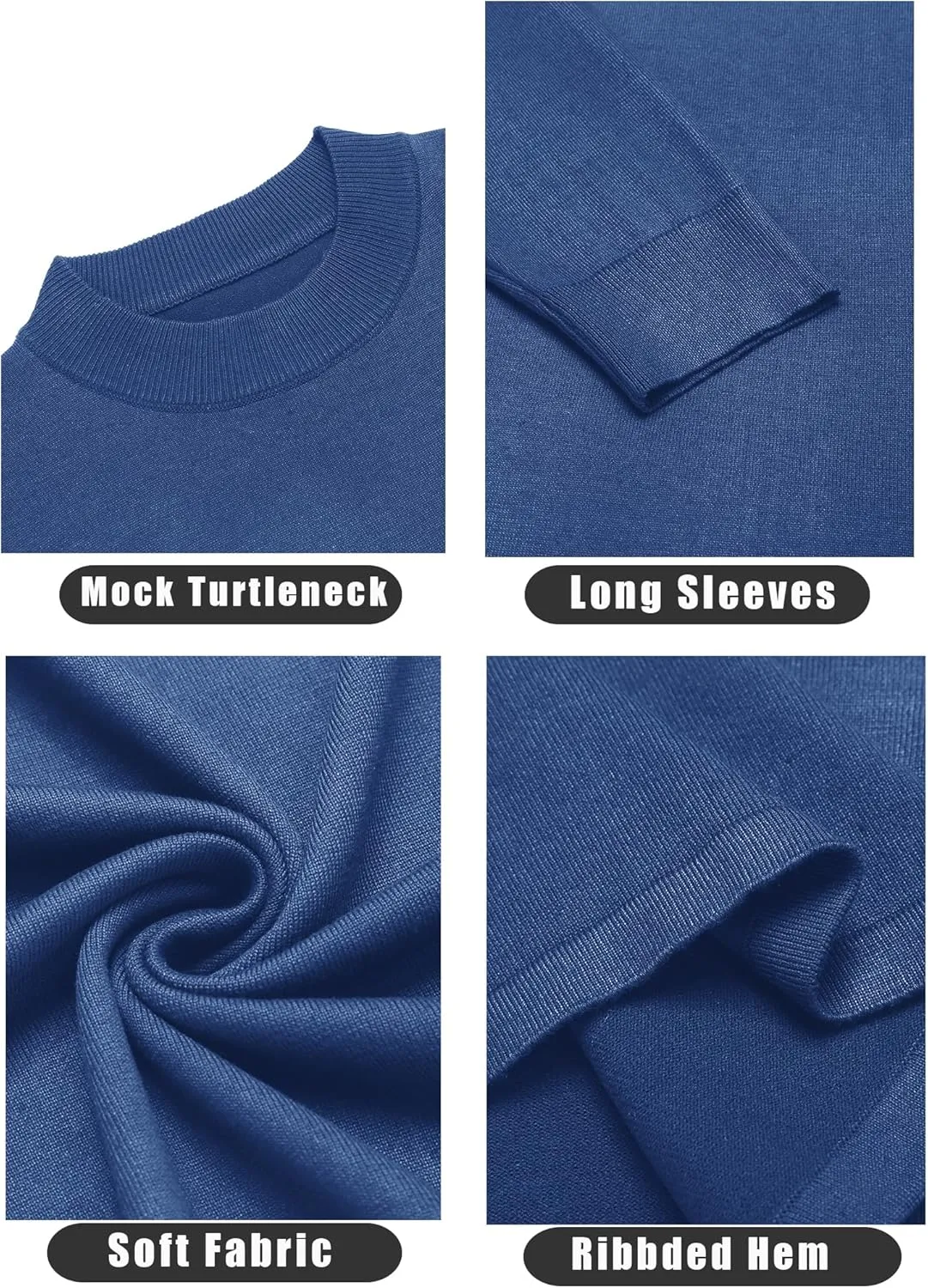 COOFANDY Men's Mock Turtleneck Long Sleeve T Shirts Basic Casual Knitted Half Neck Thermal Lightweight Pullover Sweater