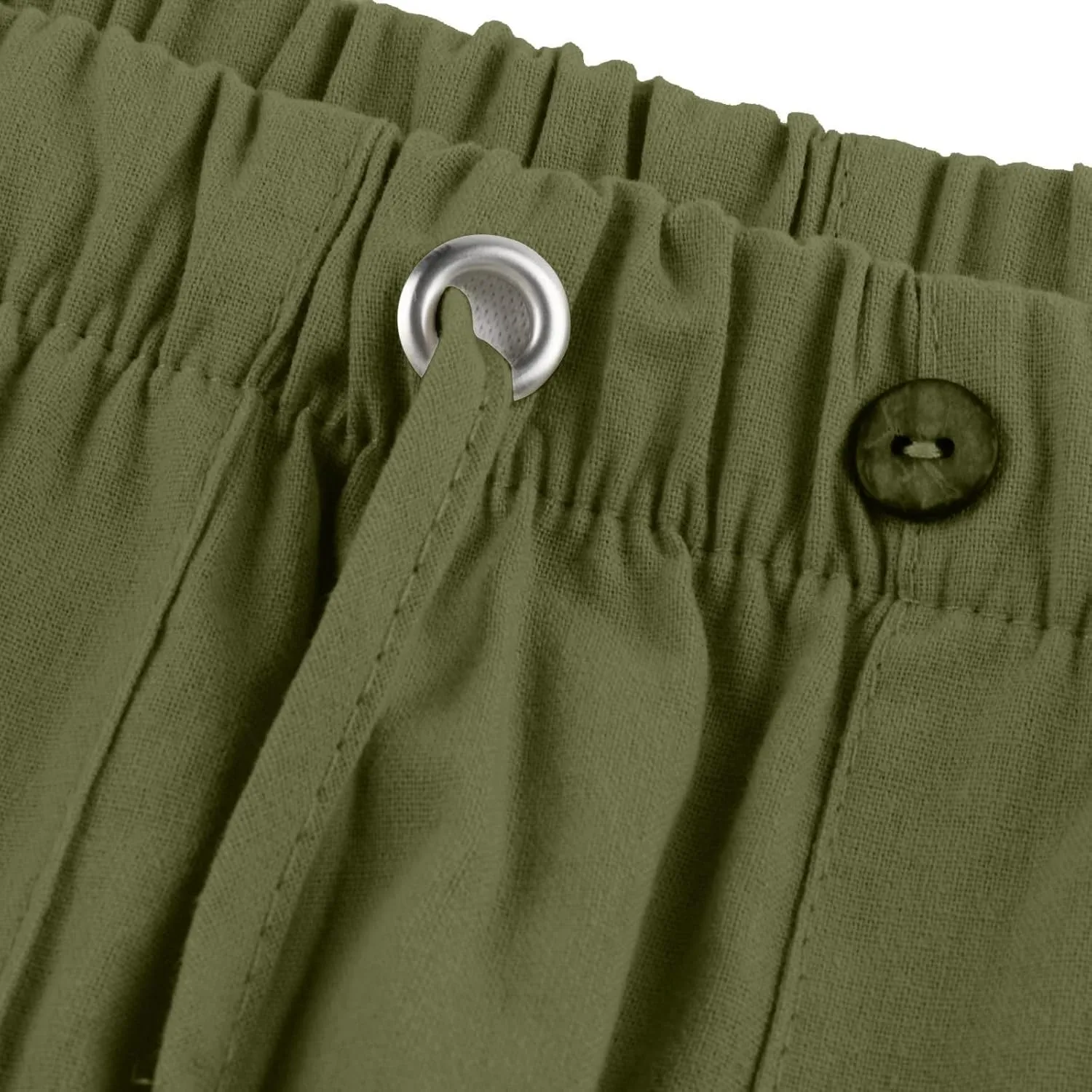 Cotton Linen Pants Men Plus Size Summer Beach Linen Pants Drawstring Elastic Waist Comfy Palazzo Pants with Pockets