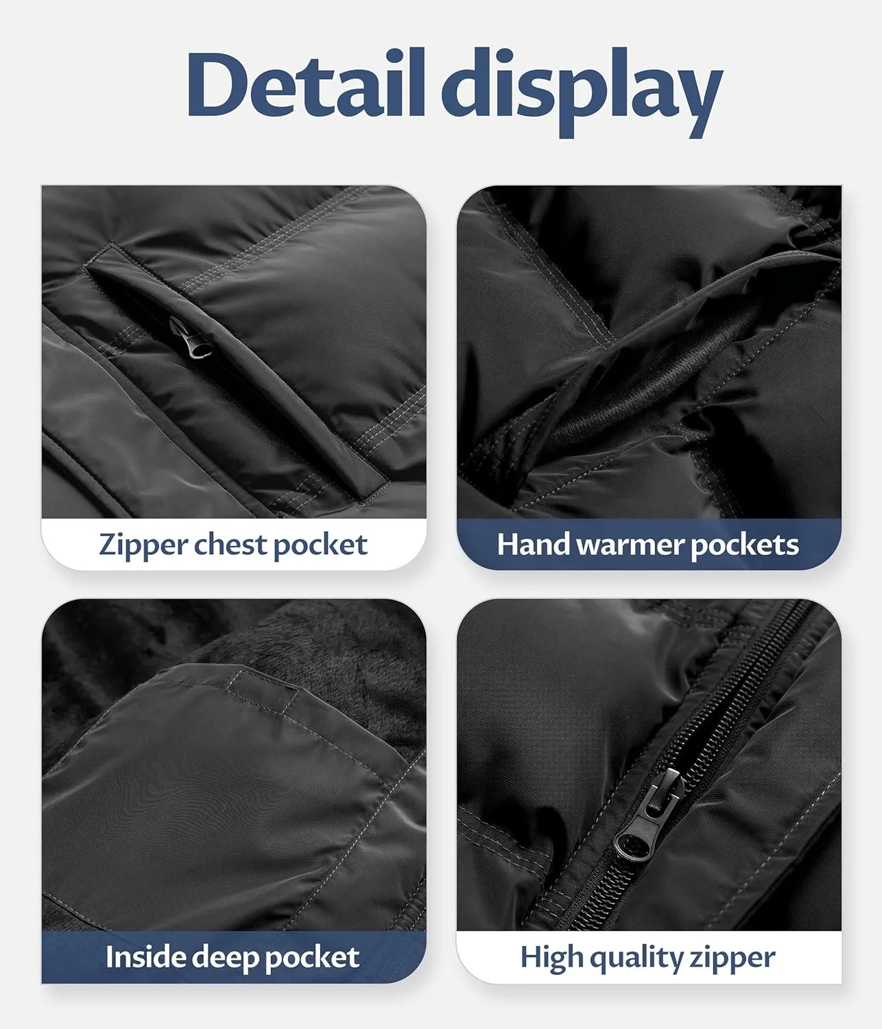 CREATMO US Men's Puffer Jacket Waterproof Winter Parka jacket Warm Thicken Ski Coat