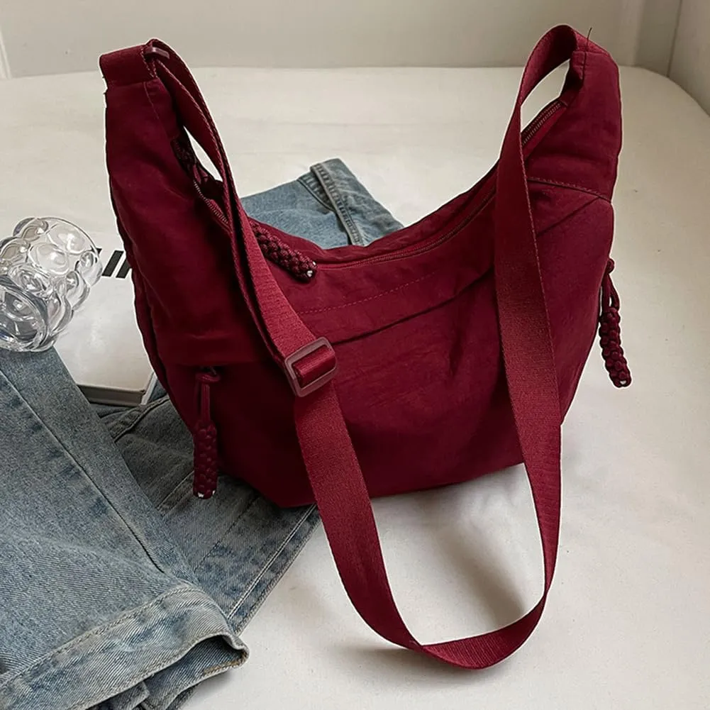 Crescent Crossbody Bags for Women Hobo Bag Luna Bag Dumpling Bag Nylon Multi-Pocket Sling Bag Moon Shoulder Bag