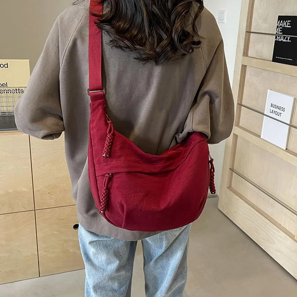 Crescent Crossbody Bags for Women Hobo Bag Luna Bag Dumpling Bag Nylon Multi-Pocket Sling Bag Moon Shoulder Bag