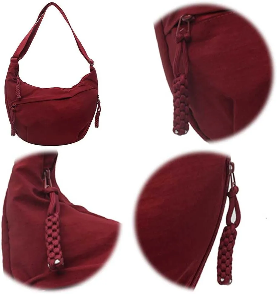Crescent Crossbody Bags for Women Hobo Bag Luna Bag Dumpling Bag Nylon Multi-Pocket Sling Bag Moon Shoulder Bag