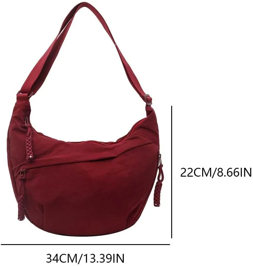 Crescent Crossbody Bags for Women Hobo Bag Luna Bag Dumpling Bag Nylon Multi-Pocket Sling Bag Moon Shoulder Bag