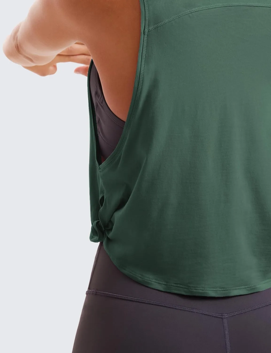 CRZ YOGA Pima Cotton Cropped Workout Tank Tops for Women - Sleeveless Sports Athletic Yoga Running Gym Crop Shirts