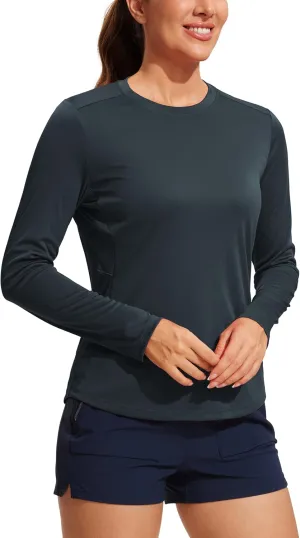 CRZ YOGA Womens UPF 50  Sun Long Sleeve UV Protection Workout Tops Lightweight Quick Dry Outdoor Hiking Running Shirts