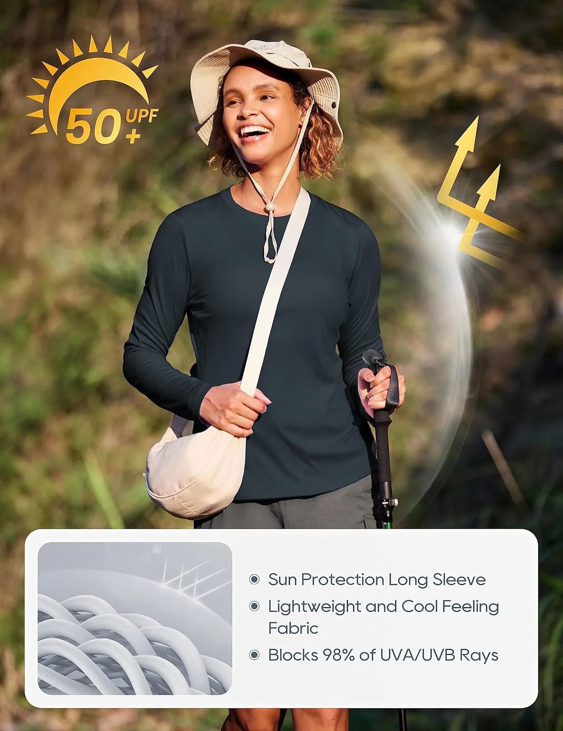 CRZ YOGA Womens UPF 50  Sun Long Sleeve UV Protection Workout Tops Lightweight Quick Dry Outdoor Hiking Running Shirts