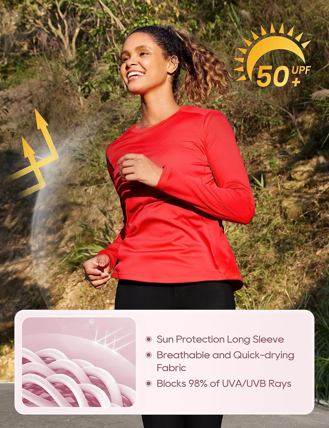 CRZ YOGA Womens UPF 50  Sun Long Sleeve UV Protection Workout Tops Lightweight Quick Dry Outdoor Hiking Running Shirts