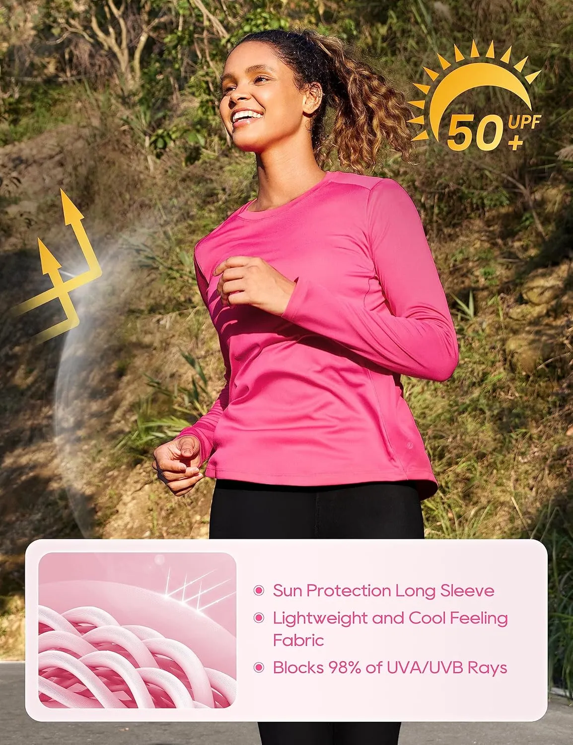 CRZ YOGA Womens UPF 50  Sun Long Sleeve UV Protection Workout Tops Lightweight Quick Dry Outdoor Hiking Running Shirts