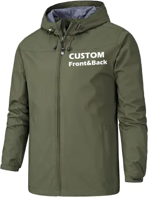 Custom Waterproof Jacket for Men Lightweight Windbreaker Rain Coat with Hood Add Your Logo