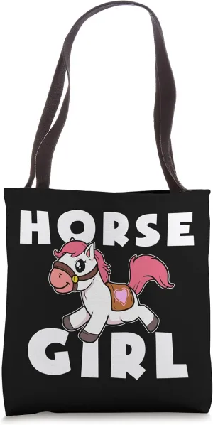 Cute Horse Girl Pony Maid Gallop Ride Girls Horseback Tote Bag