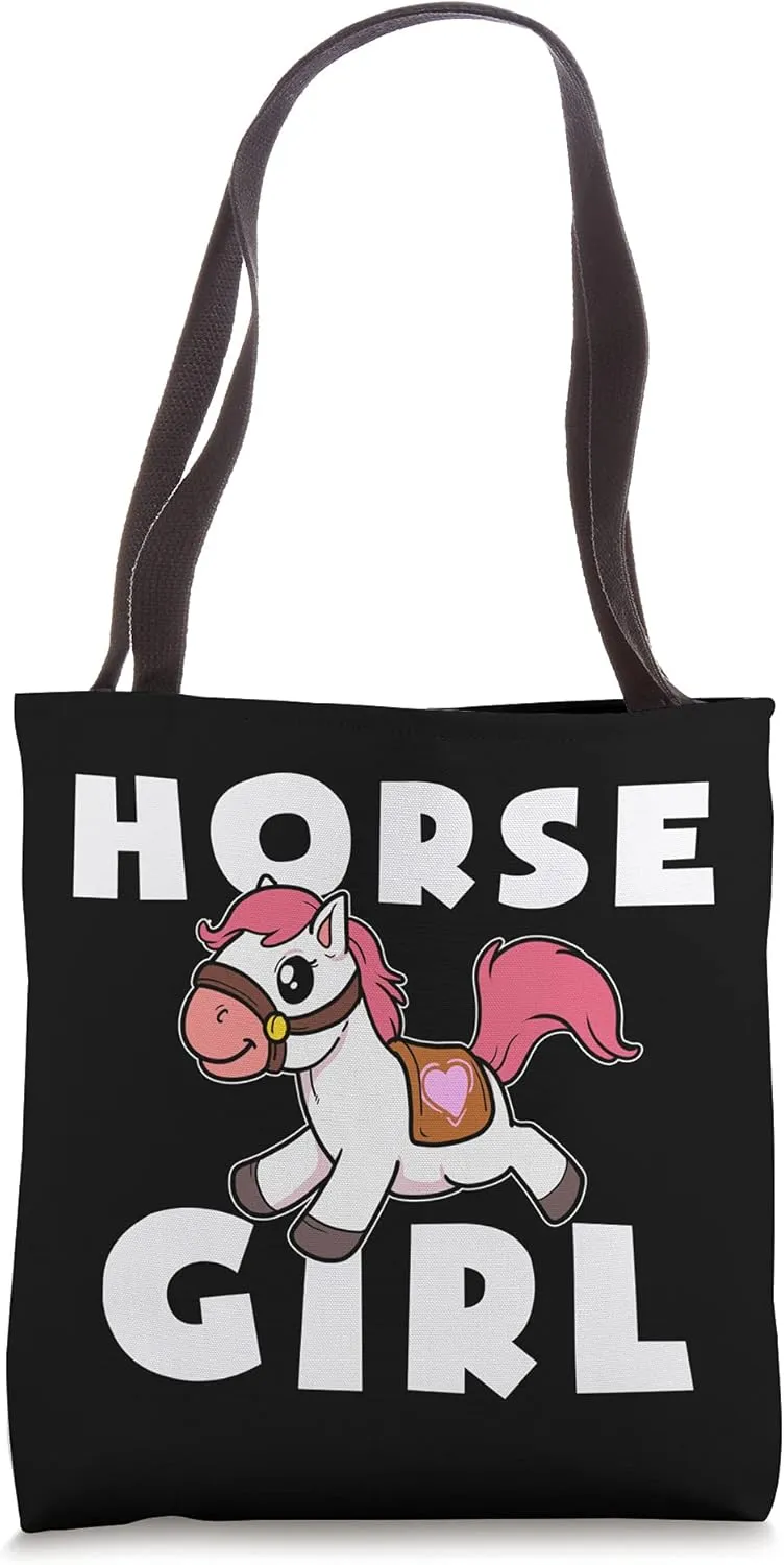 Cute Horse Girl Pony Maid Gallop Ride Girls Horseback Tote Bag