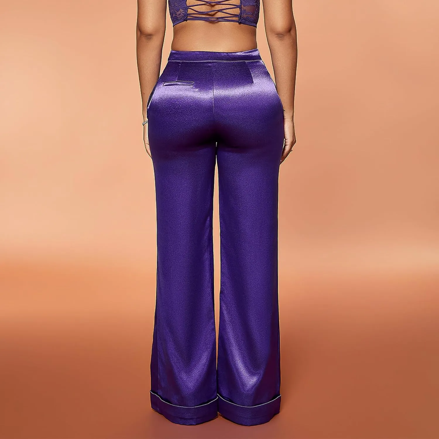 D&M Women's Dress Pants Wide Leg High Waist Flare Pants Work Pants Business Office Casual Lounge Pant Trousers with Pocket