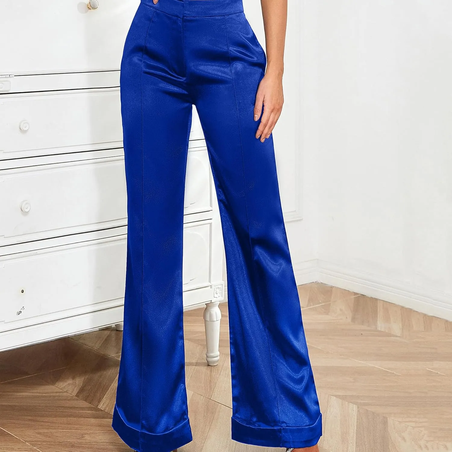 D&M Women's Dress Pants Wide Leg High Waist Flare Pants Work Pants Business Office Casual Lounge Pant Trousers with Pocket