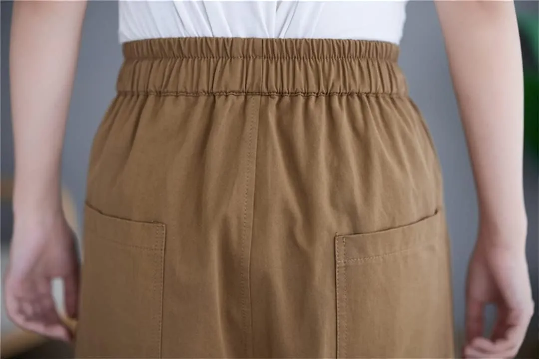 Deepsko Women's Summer Korean Style Cotton Loose Elastic Waist Harem Pants
