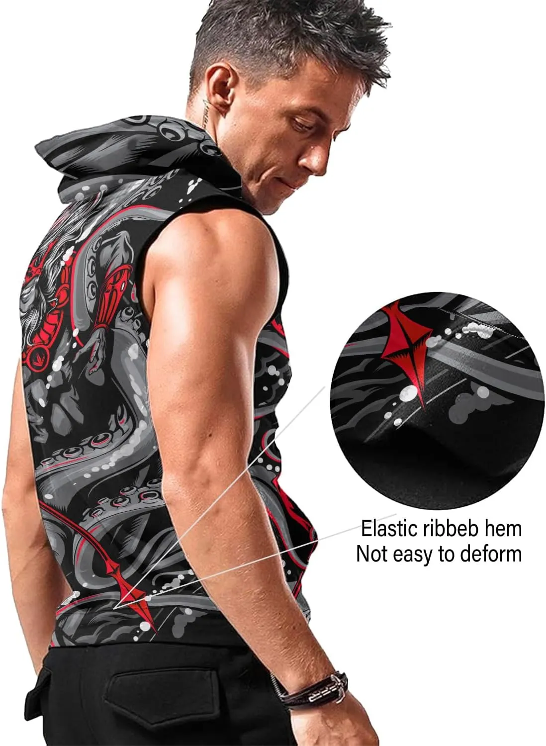 Desantiago Workout Hooded Tank Tops Sleeveless Gym Training Zip Hoodies Bodybuilding Muscle Cut Off Zip Hoodies For Men