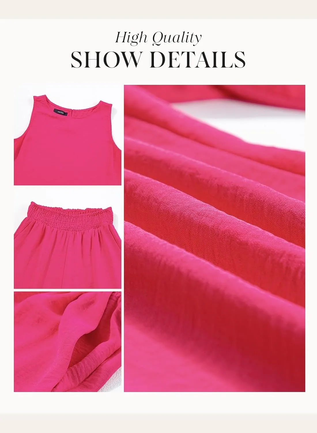 Dokotoo Pants Sets Women 2 Piece Outfits Sleeveless Round Neck Tank Tops Matching Sets for Women Elastic Waist Wide Leg